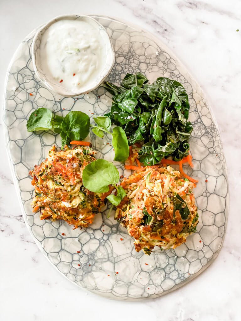 , Chickpea and vegetable fritters and a good fridge raid