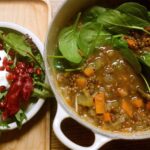 Green lentil soup with lemon and ras el hanout