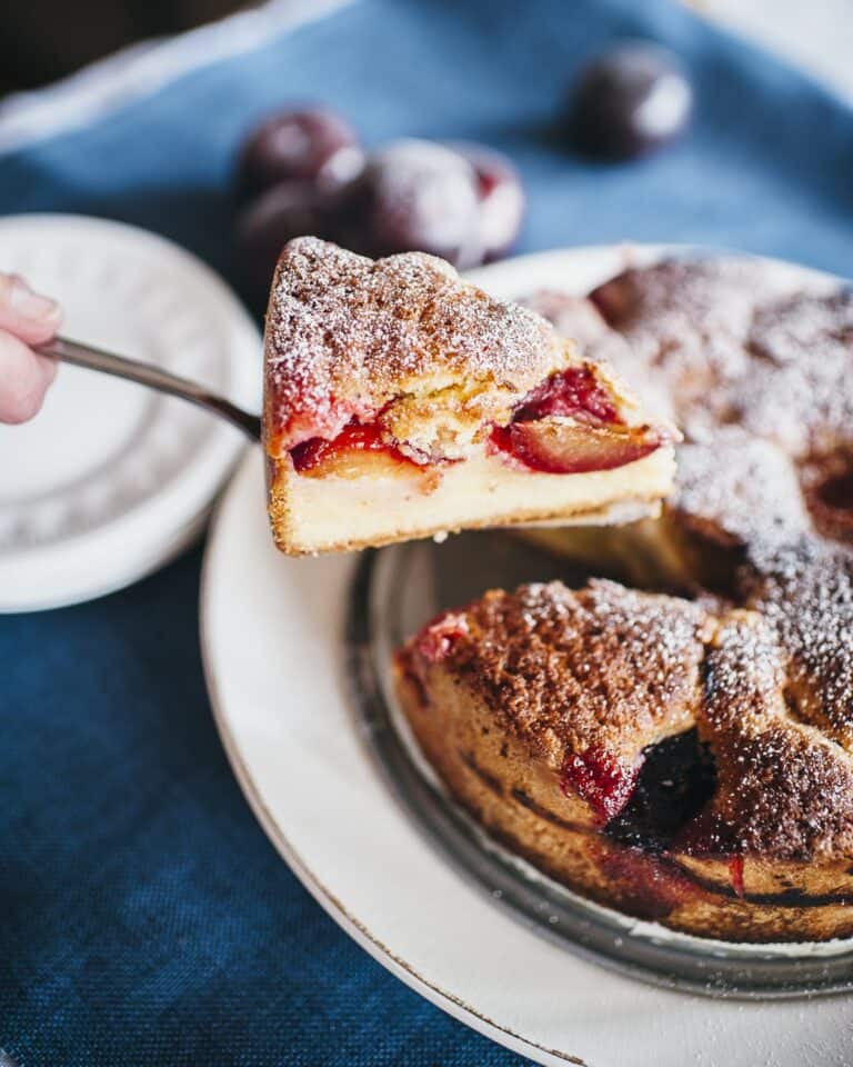 Plum and pear cake