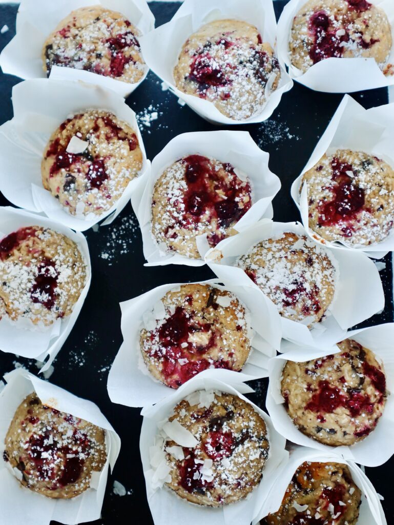 Raspberry, coconut and Chocolate Muffins