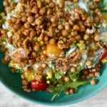 Corn and golden chickpea salad, Corn and Golden Chickpea salad with lime creamy dressing