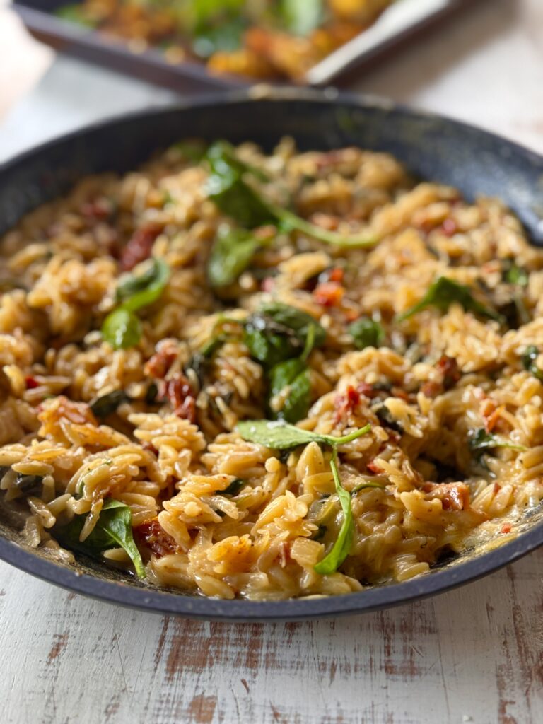 Creamy Tuscan Risoni with Sun-Dried Tomatoes