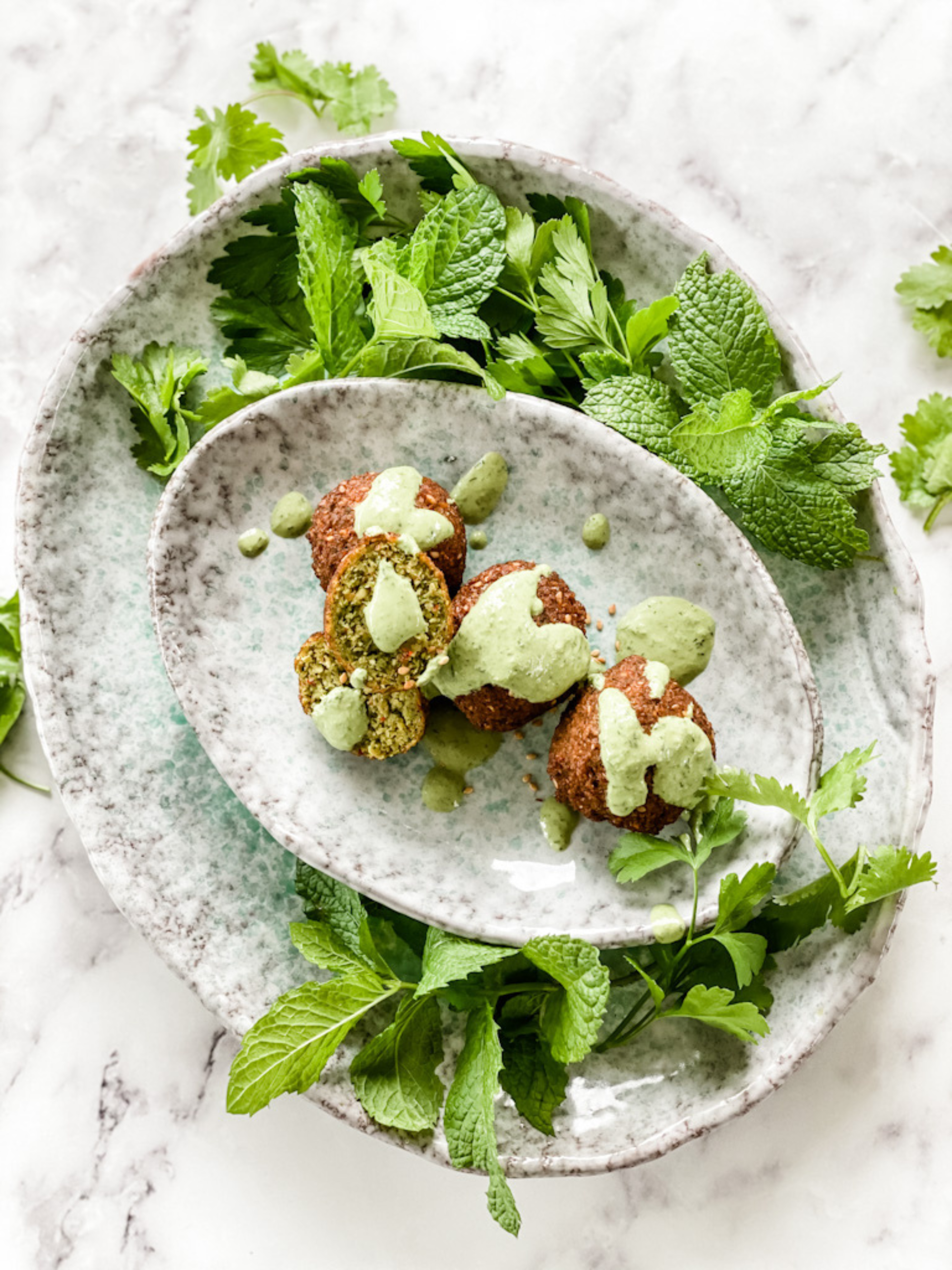 The Best Homemade Falafels + Tahini Yoghurt Dressing
