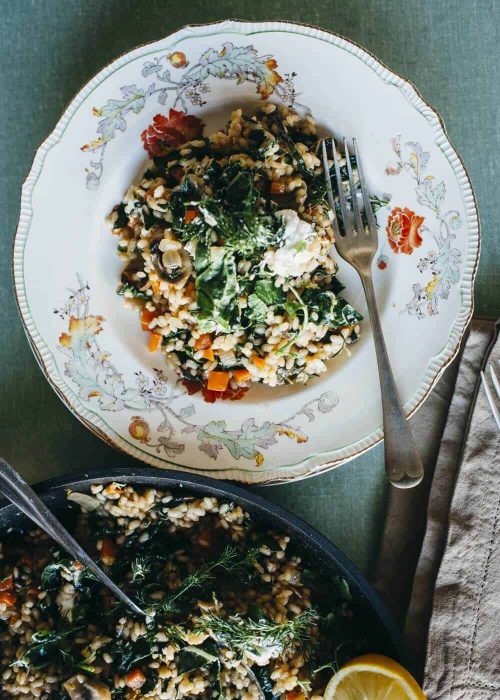 Mushroom, lemon & silverbeet risotto